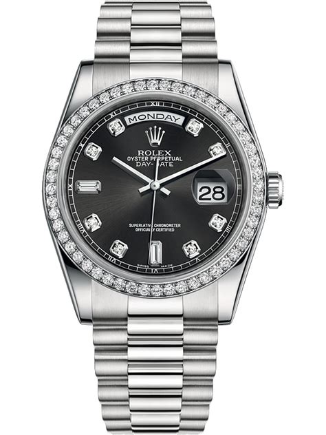 rolex day date black|rolex day date diamond bezel.